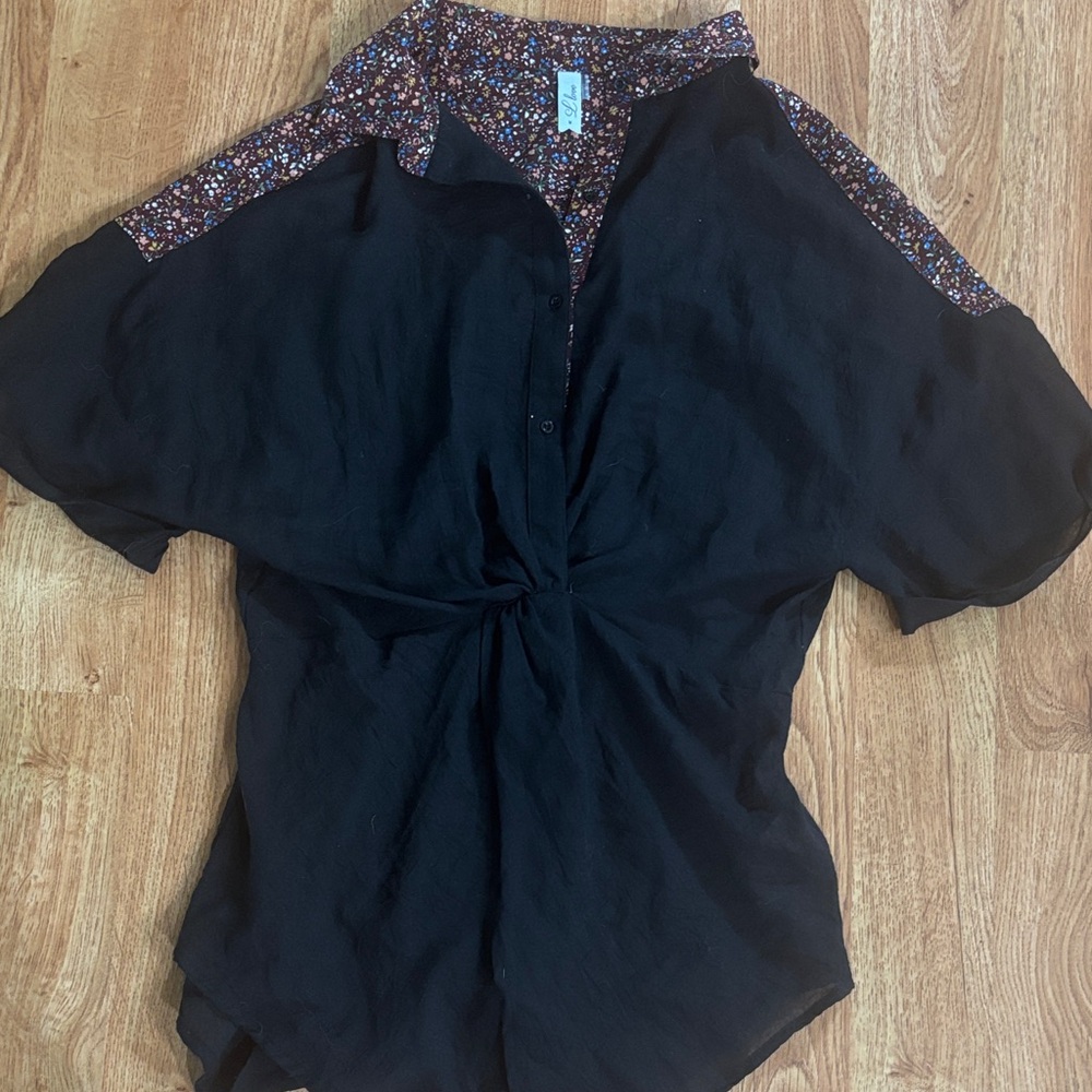 Love Black Floral Button Down Shirt